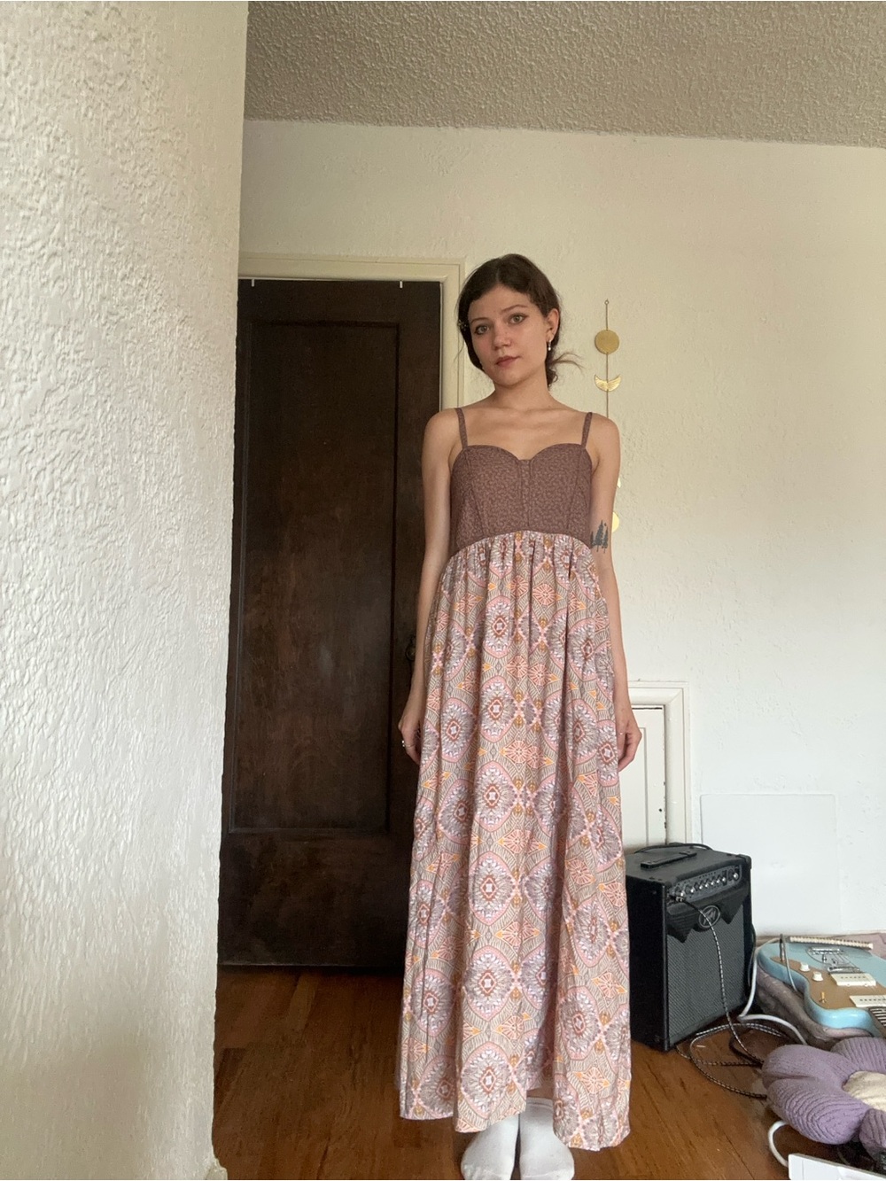 Rare Current Air Brown and Pink Maxi Dress Size Small